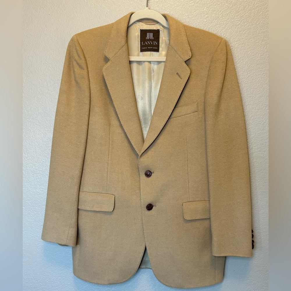 Lanvin Paris Luxe Camel Hair Men's Blazer Sport Coat Suit Jacket Scotland